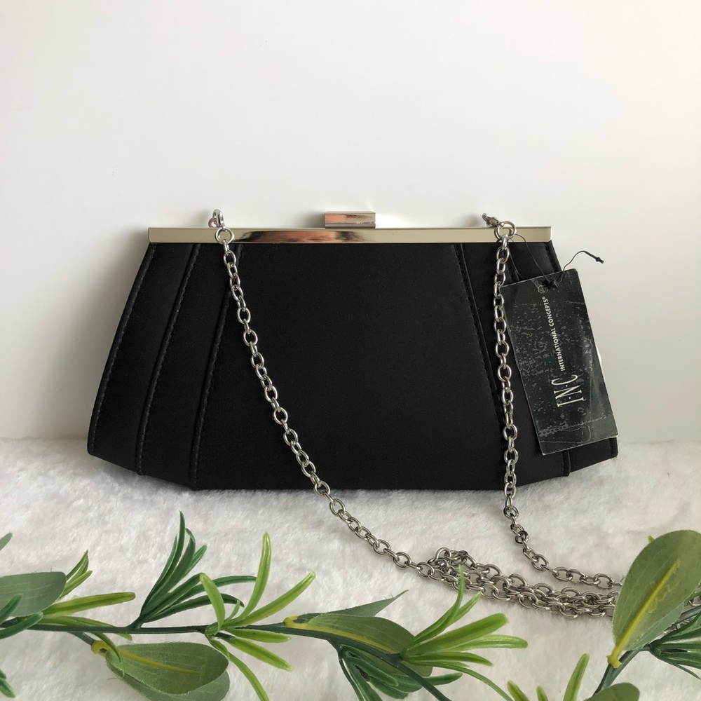 INC International Concepts Framed Wing Crossbody Clutch, Black, NWT